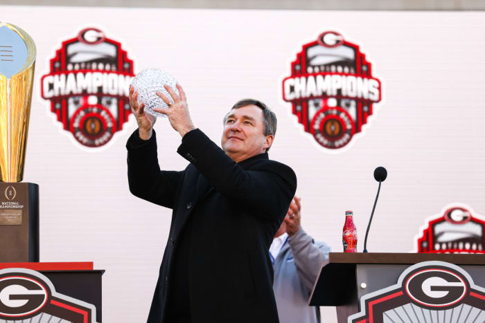 The Georgia Bulldogs celebrated back-to-back national championships in Athens, Ga., on Saturday, Jan. 14, 2023. (Photo by Tony Walsh)